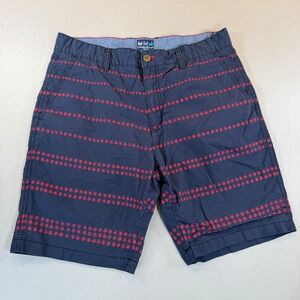 Charleston‎ Threads Mens Navy Blue Red Star Stripe Chino Shorts Size 36 Cotton